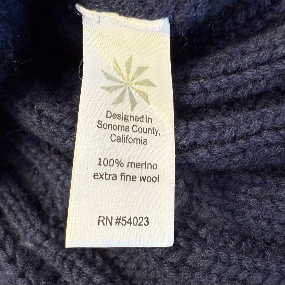 Athleta 100% Merino Wool Cable Knit Turtleneck Sweater Navy Women’s Small - Picture 10 of 11